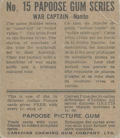 1934 Papoose Gum Indians (V254) #15 War Captain Back