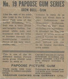 1934 Papoose Gum Indians (V254) #19 Iron Bull Back