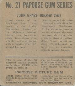 1934 Papoose Gum Indians (V254) #21 John Grass Back
