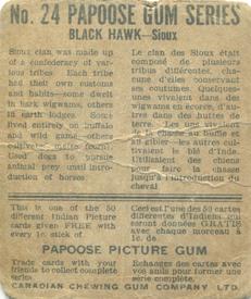 1934 Papoose Gum Indians (V254) #24 Black Hawk Back