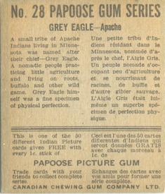 1934 Papoose Gum Indians (V254) #28 Grey Eagle Back