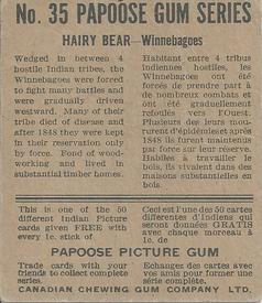 1934 Papoose Gum Indians (V254) #35 Hairy Bear Back