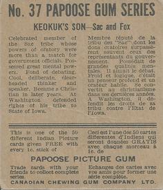 1934 Papoose Gum Indians (V254) #37 Keokuk's Son Back