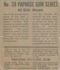 1934 Papoose Gum Indians (V254) #38 Big Bear Back