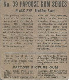 1934 Papoose Gum Indians (V254) #39 Black Eye Back