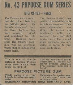 1934 Papoose Gum Indians (V254) #43 Big Chief Back