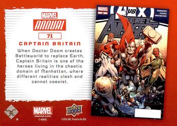2016 Upper Deck Marvel Annual #71 Captain Britain Back