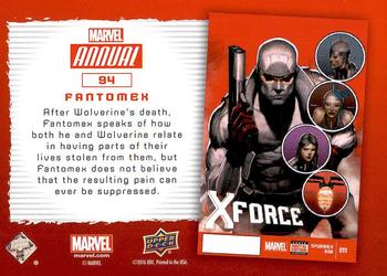 2016 Upper Deck Marvel Annual #94 Fantomex Back