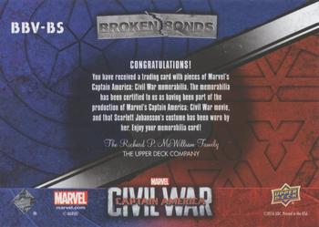 2016 Upper Deck Captain America Civil War - Broken Bonds Dual Vs. Relics #BBV-BS Agent 13 / Black Widow Back