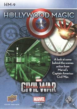 2016 Upper Deck Captain America Civil War - Hollywood Magic #HM-9 Behind the Scenes Back