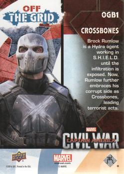 2016 Upper Deck Captain America Civil War - Off the Grid #OGB1 Crossbones Back