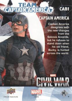 2016 Upper Deck Captain America Civil War - Team Captain America Bios #CAB1 Captain America Back