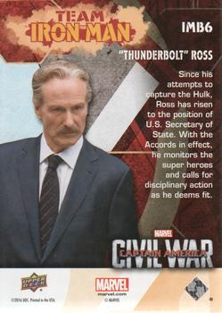 2016 Upper Deck Captain America Civil War - Team Iron Man Bios #IMB6 Thunderbolt Ross Back