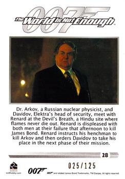 2016 Rittenhouse James Bond 007 Classics - Gold #28 Dr. Arkov, a Russian nuclear physicist Back