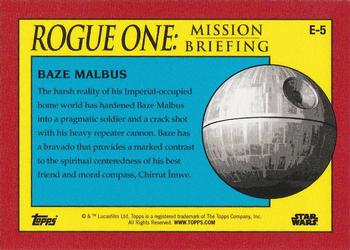 2016 Topps Star Wars Rogue One: Mission Briefing - Base Expansion #E-5 Baze Malbus Back