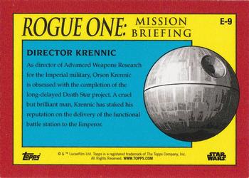 2016 Topps Star Wars Rogue One: Mission Briefing - Base Expansion #E-9 Director Krennic Back