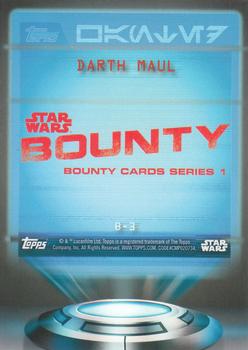 2016 Topps Star Wars Card Trader - Bounty #B-3 Darth Maul Back