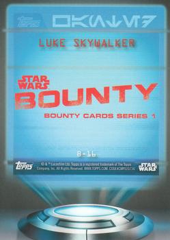 2016 Topps Star Wars Card Trader - Bounty #B-16 Luke Skywalker Back
