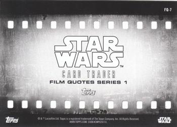 2016 Topps Star Wars Card Trader - Film Quotes #FQ-7 Darth Vader Back