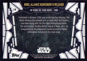 2017 Topps Star Wars 40th Anniversary #74 Rebel Alliance Sourcebook is Released Back