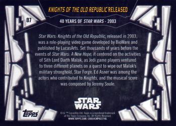 2017 Topps Star Wars 40th Anniversary #87 Knights of the Old Republic Released Back