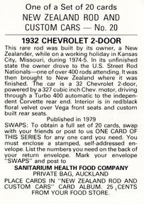 1979 Sanitarium New Zealands Rod And Custom Cars #20 1932 Chevrolet 2-Door Back