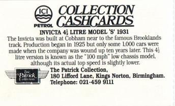 1986 The Patrick Collection (Motor Cars) #NNO Invicta 4 1/2 Litre Model S 1931 Back