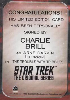 2016 Rittenhouse Star Trek The Original Series 50th Anniversary - Autograph #NNO Charlie Brill Back