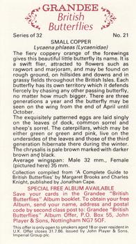 1983 Grandee British Butterflies #21 Small Copper Back