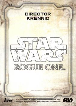 2016 Topps Star Wars Rogue One Series 1 - Death Star Black #13 Director Krennic Back