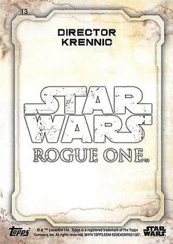2016 Topps Star Wars Rogue One Series 1 - Green Squad #13 Director Krennic Back