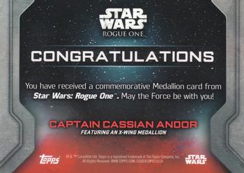 2016 Topps Star Wars Rogue One Series 1 - Medallions #NNO Captain Cassian Andor Back