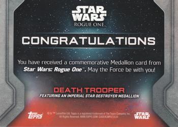 2016 Topps Star Wars Rogue One Series 1 - Medallions #NNO Death Trooper Back