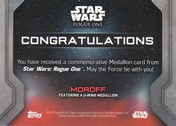 2016 Topps Star Wars Rogue One Series 1 - Medallions #NNO Moroff Back
