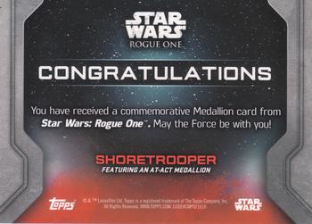 2016 Topps Star Wars Rogue One Series 1 - Medallions #NNO Shoretrooper Back