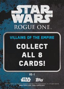 2016 Topps Star Wars Rogue One Series 1 - Villians of the Empire #VE-1 Darth Vader Back