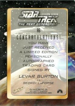 1999 SkyBox Star Trek: The Next Generation Season 7 - Autograph Series #A6 Levar Burton Back