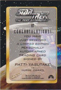 1999 SkyBox Star Trek: The Next Generation Season 7 - Autograph Series #A7 Patti Yasutake Back