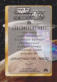1999 SkyBox Star Trek: The Next Generation Season 7 - Autograph Series #A10 Jonathan Del Arco Back