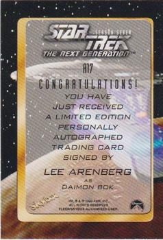 1999 SkyBox Star Trek: The Next Generation Season 7 - Autograph Series #A17 Lee Arenberg Back