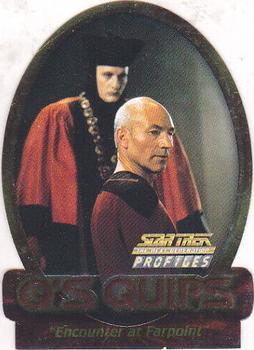 2000 SkyBox Star Trek The Next Generation Profiles - Q's Quips Cards Die Cut #Q1 Encounter at Farpoint Front