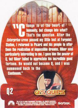 2000 SkyBox Star Trek The Next Generation Profiles - Q's Quips Cards Die Cut #Q2 Hide and Q Back