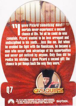 2000 SkyBox Star Trek The Next Generation Profiles - Q's Quips Cards Die Cut #Q7 Tapestry Back