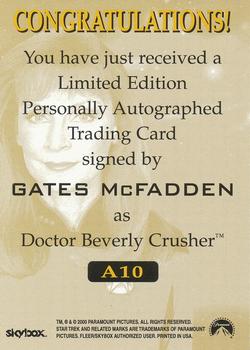 2000 SkyBox Star Trek The Next Generation Profiles - Autographed #A10 Gates McFadden Back