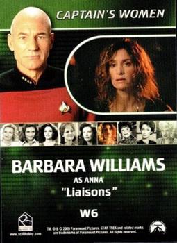 2005 Rittenhouse The Quotable Star Trek: The Next Generation - Captain's Women #W6 Barbara Williams Back