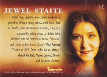 2006 Inkworks Firefly - Autographs #A-5 Jewel Staite Back