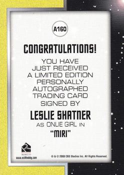 2009 Rittenhouse Star Trek: The Original Series Archives - Autographs #A160 Leslie Shatner Back