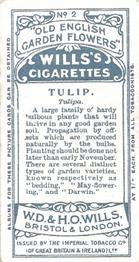 1910 Wills's Old English Garden Flowers #2 Tulip Back