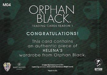 2016 Cryptozoic Orphan Black Season 1 - Wardrobe Relics #M04 Tatiana Maslany Back