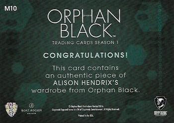 2016 Cryptozoic Orphan Black Season 1 - Wardrobe Relics #M10 Tatiana Maslany Back
